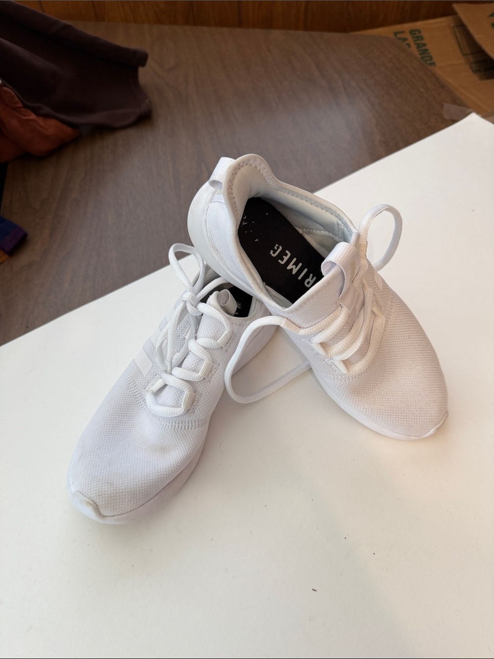 Women’s Adidas Cloudfoam All-White Knit Lace-Up Sneakers